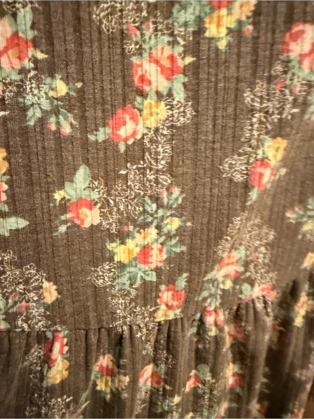 Maurices Brown Floral Ruffle-Hem Cold-Shoulder Tank - Picture 2 of 3